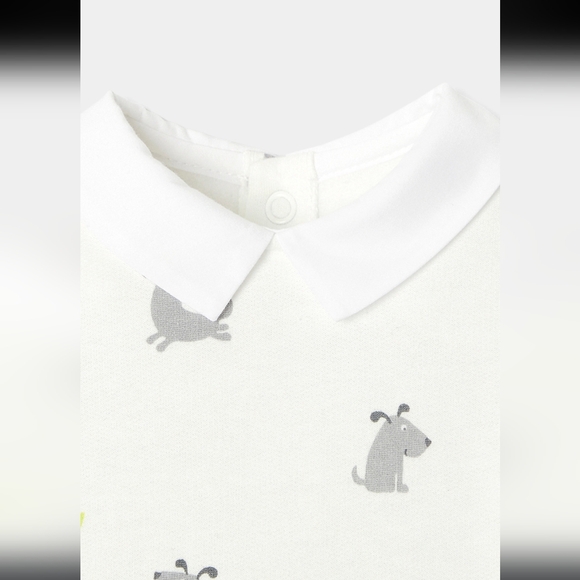 Jacadi White and Gray Dog Print Footies One Piece - Picture 8 of 9